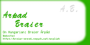 arpad braier business card